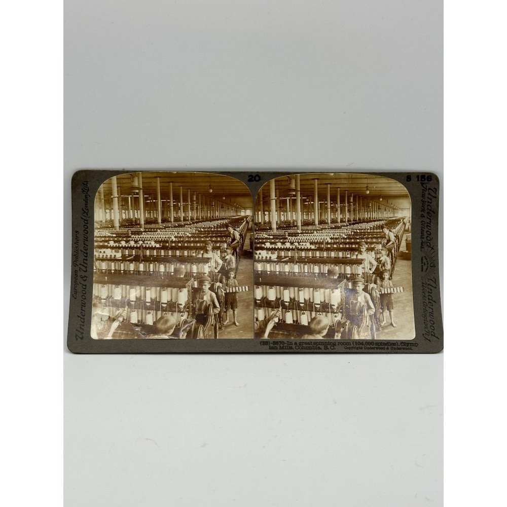 Child Labor Olympian Mills Spinning Room Cotton Mill Columbia SC VTG stereoview